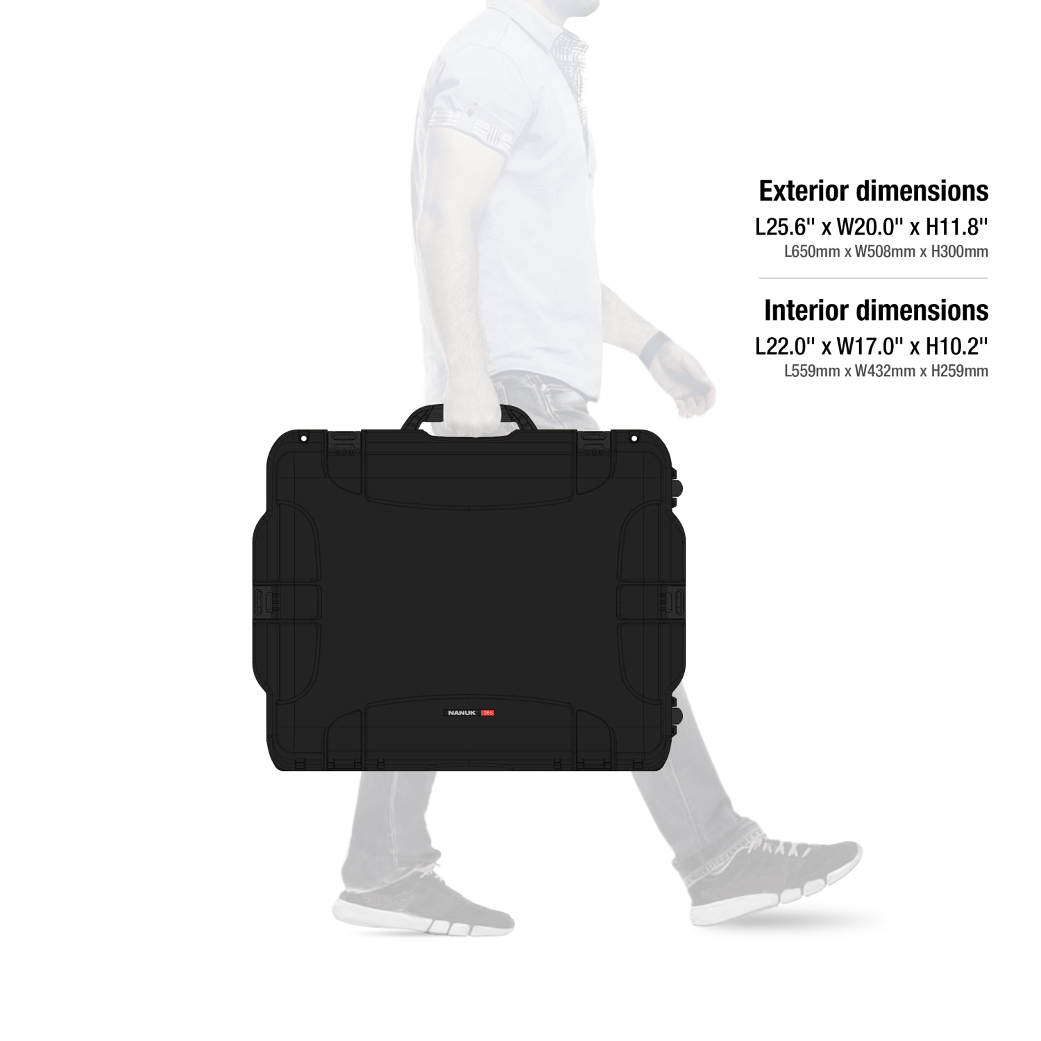 Nanuk 955 Waterproof Hard Case with Wheels Empty - Black