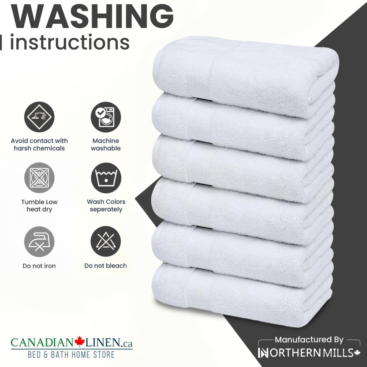 Essuie-mains Canadian Linen, 16x, 30 po, paq. 6, 550 ASGS, serviettes de nettoyage à séchage rapide, tapis d’exercice doux absorbant, piscine,