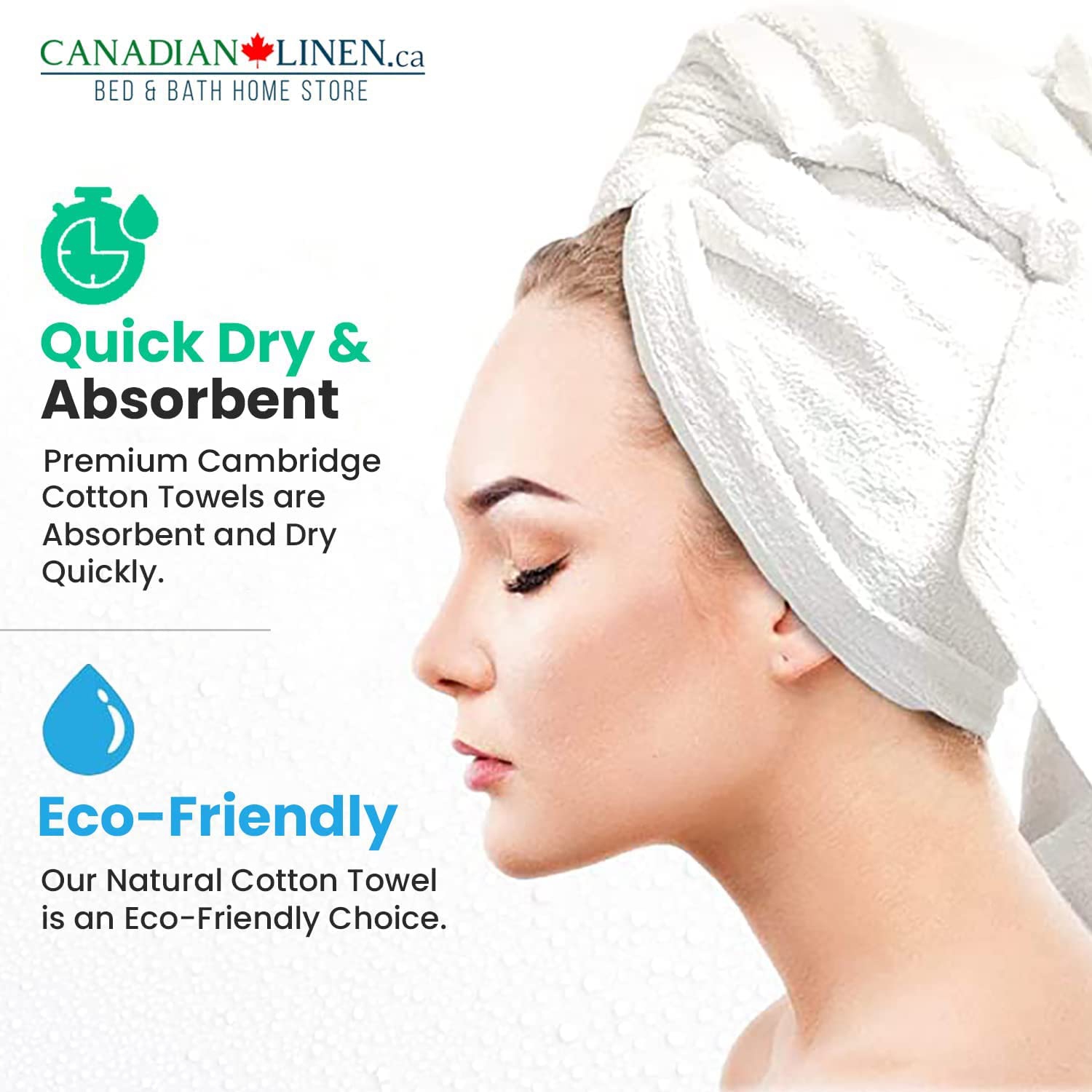 Essuie-mains Canadian Linen, 16x, 30 po, paq. 6, 550 ASGS, serviettes de nettoyage à séchage rapide, tapis d’exercice doux absorbant, piscine,