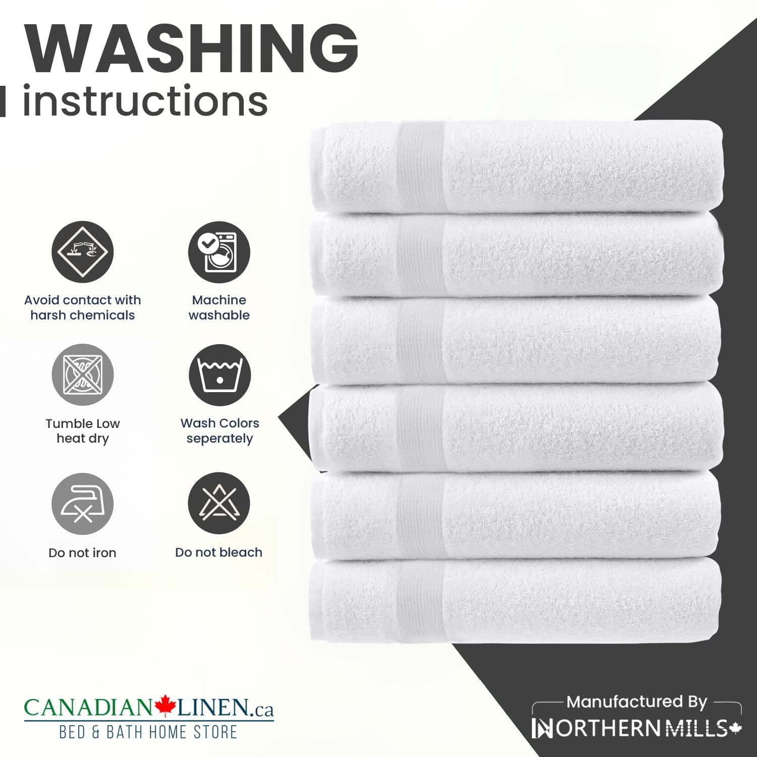 Essuie-mains Canadian Linen, 16x, 30 po, paq. 6, 550 ASGS, serviettes de nettoyage à séchage rapide, tapis d’exercice doux absorbant, piscine,