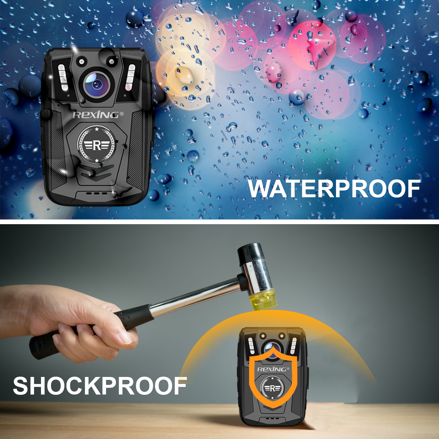 Caméra de boîtier P1 de Rexing, 1080p HD intégrale, mémoire intégrée 64 Go, étanche et antichoc