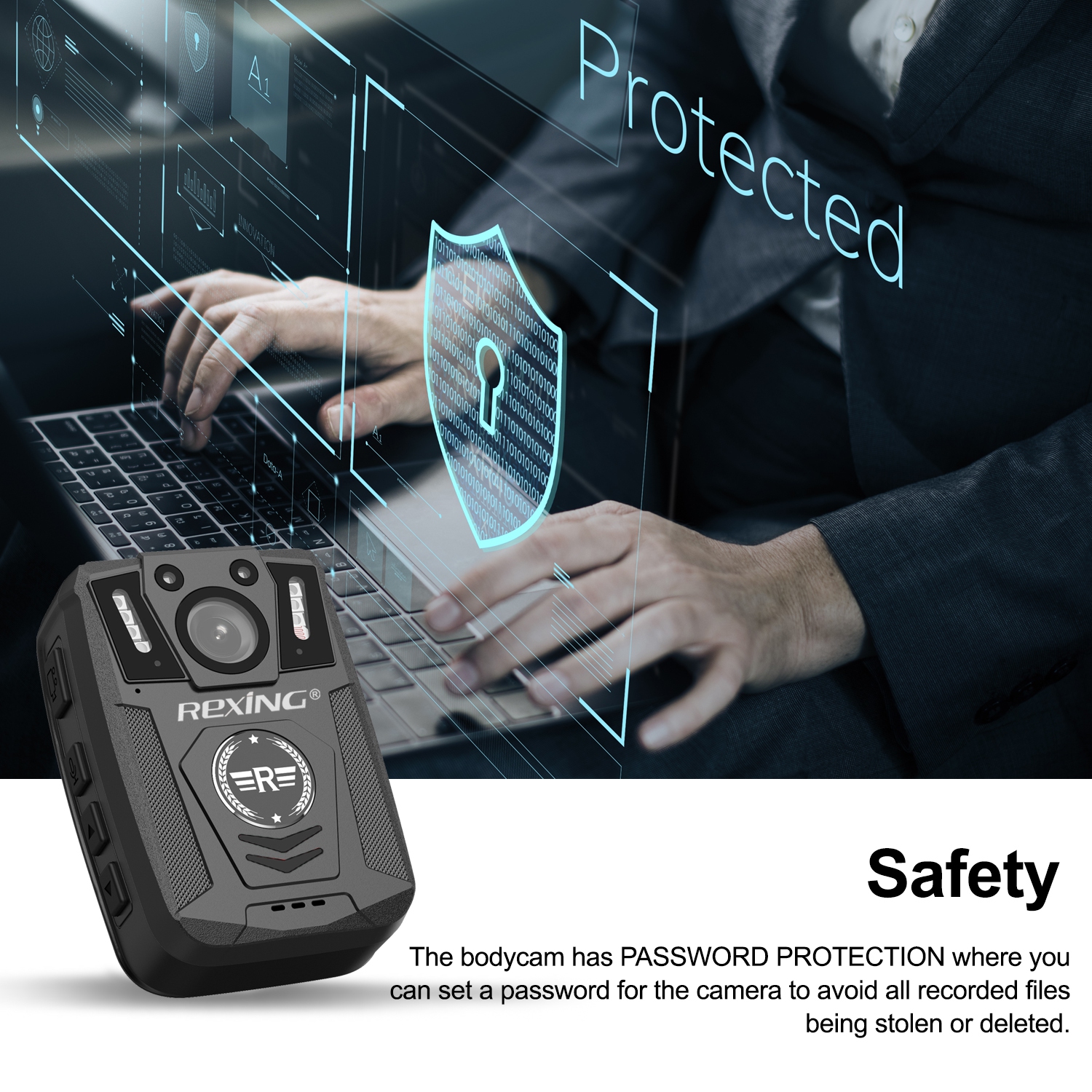 Caméra de boîtier P1 de Rexing, 1080p HD intégrale, mémoire intégrée 64 Go, étanche et antichoc