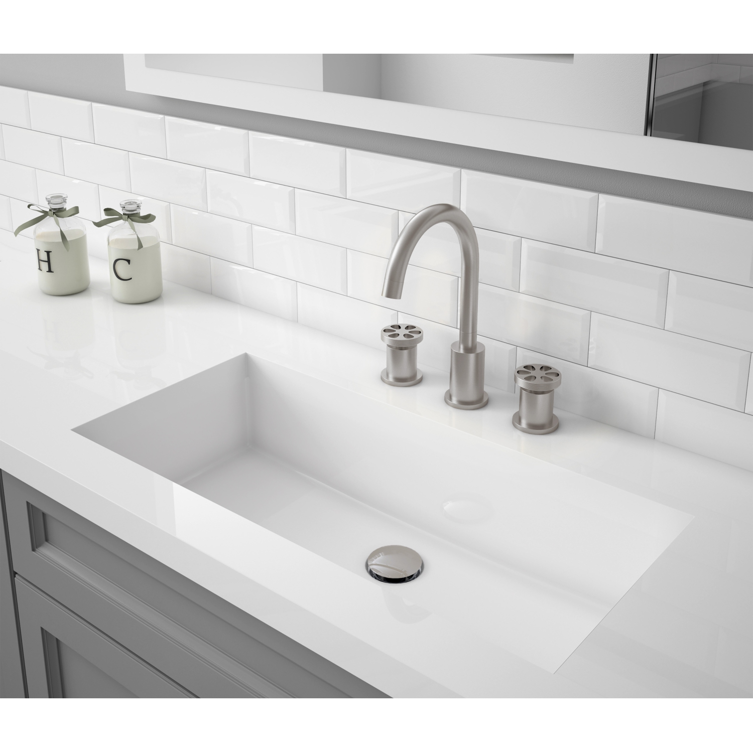 Ancona Nova Series Widespread Double-Handle Bathroom Faucet in Brushed Nickel