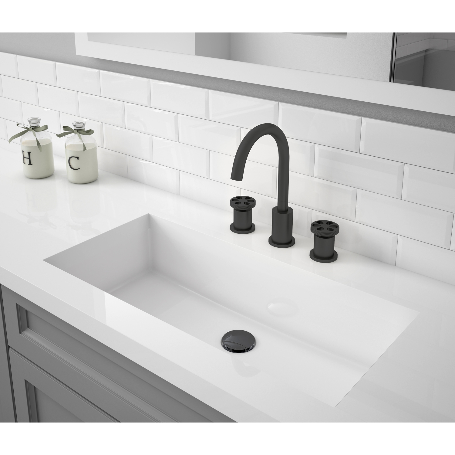 Ancona Nova Series Widespread Double-Handle Bathroom Faucet in Matte Black