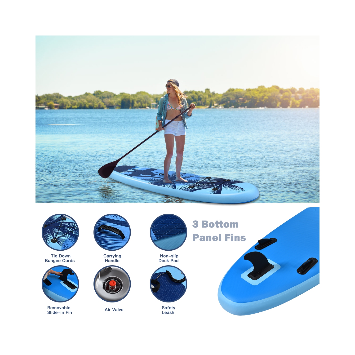 Goplus 9.8' Inflatable Stand Up Paddle Board W/Carry Bag Adjustable Paddle Adult Youth