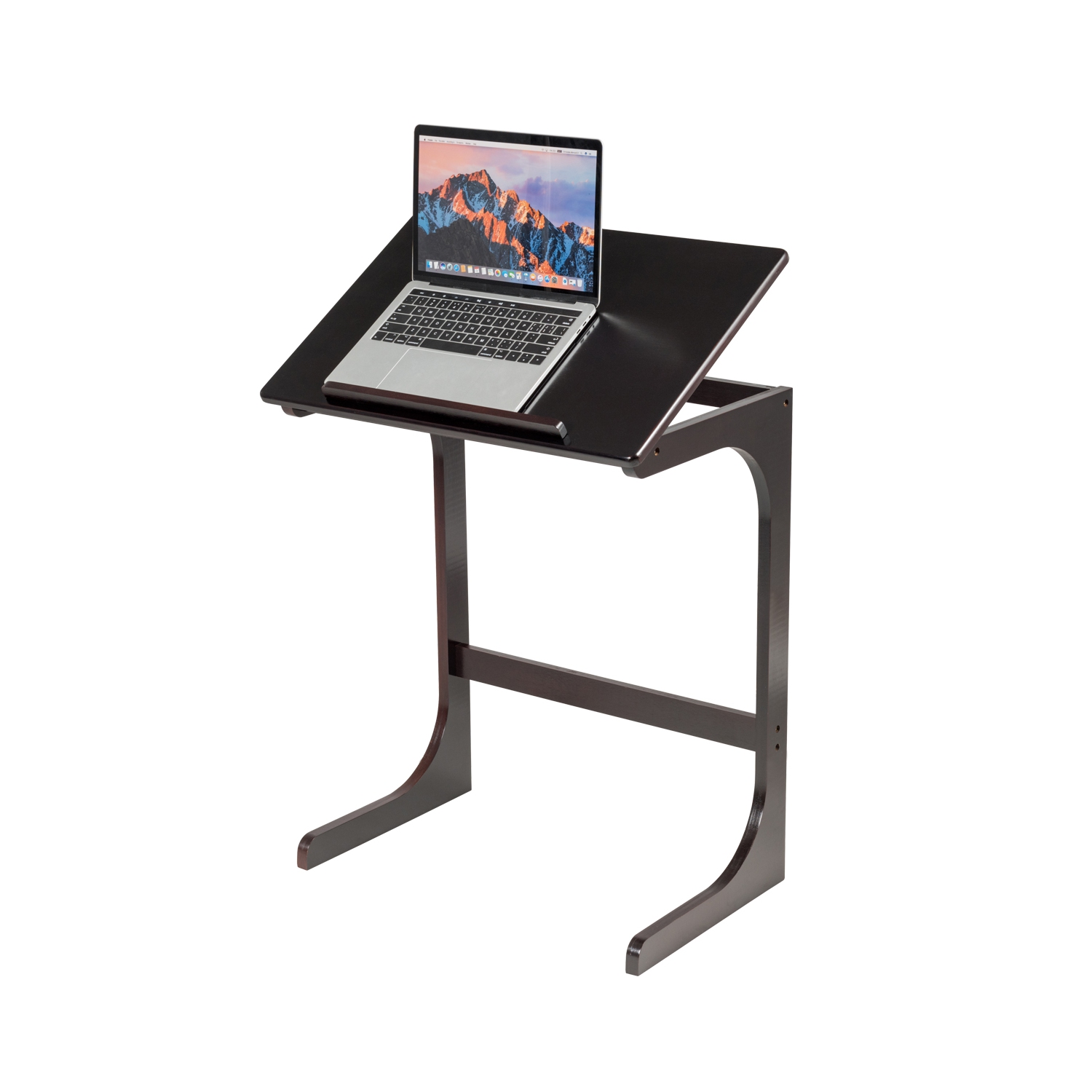 Costway Adjustable TV Tray C-Shape Sofa Couch End Table Laptop Desk W/Tilting Top Bamboo