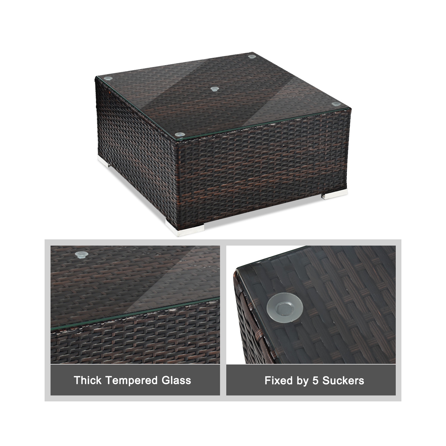 Ensemble de meubles de patio en rotin 5 pièces de Costway avec table basse et canapé modulaire