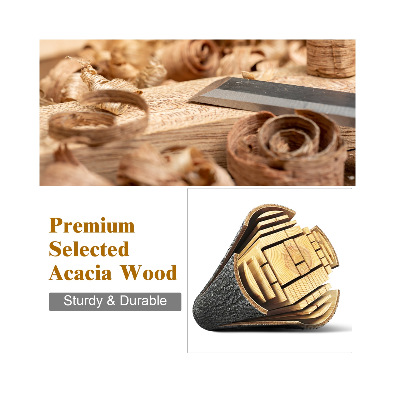 Costway 4PCS Patio Furniture Set Acacia Wood Thick Cushion Loveseat Sofa Garden