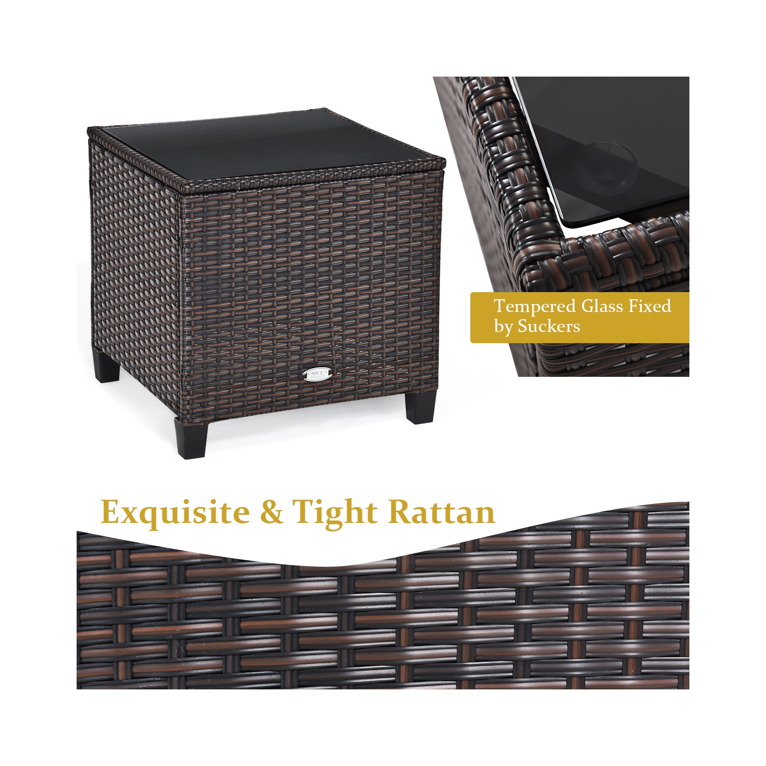 Ensemble de meubles de patio en rotin de 3 pièces de Costway pour canapé rembourré