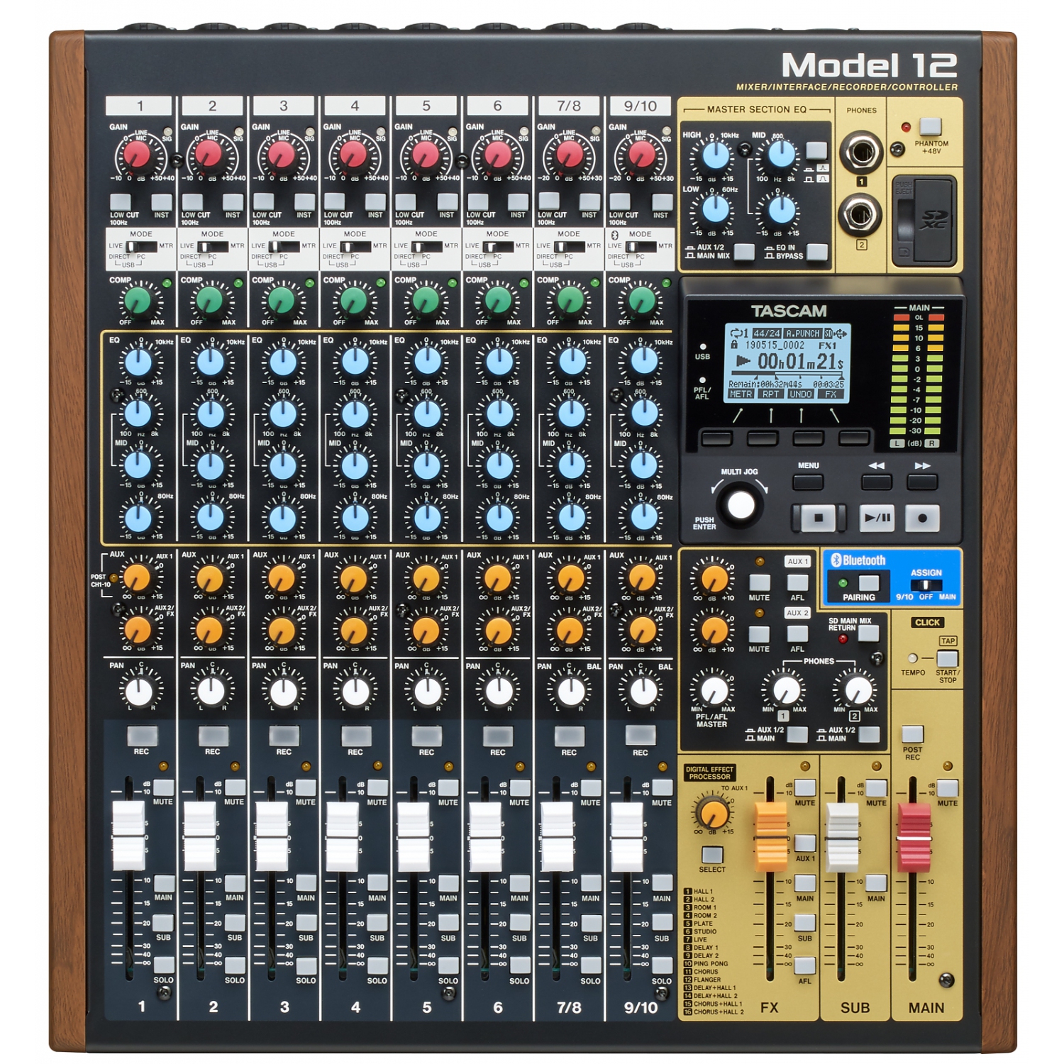 Tascam Model 12 Mixer / Interface / Recorder / Controller, 12x10 Channel