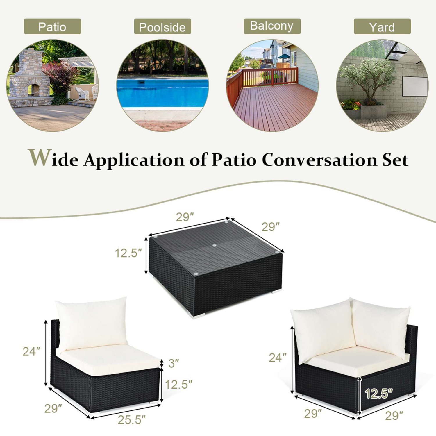 Costway 7PCS Patio Rattan Sofa Set Sectional Conversation Furniture Set Garden