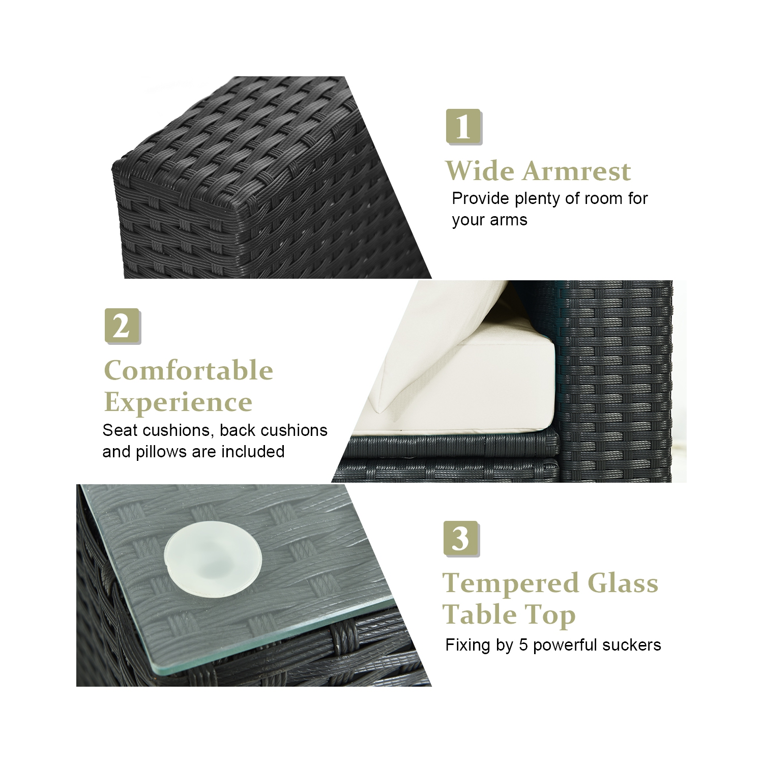 Costway 7PCS Patio Rattan Sofa Set Sectional Conversation Furniture Set Garden