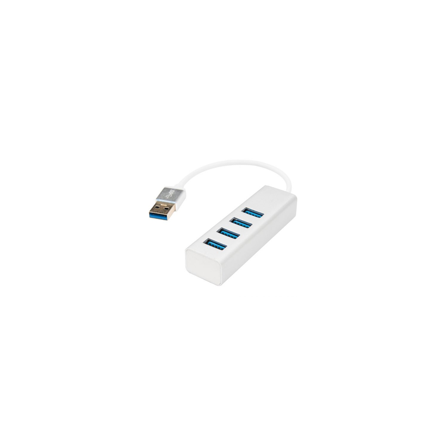 Concentrateur portatif à 4 ports USB 3.0 SuperSpeed de qualité supérieure de RRockstor - aluminium argenté - USB - externe - 4 ports USB femelles - 4
