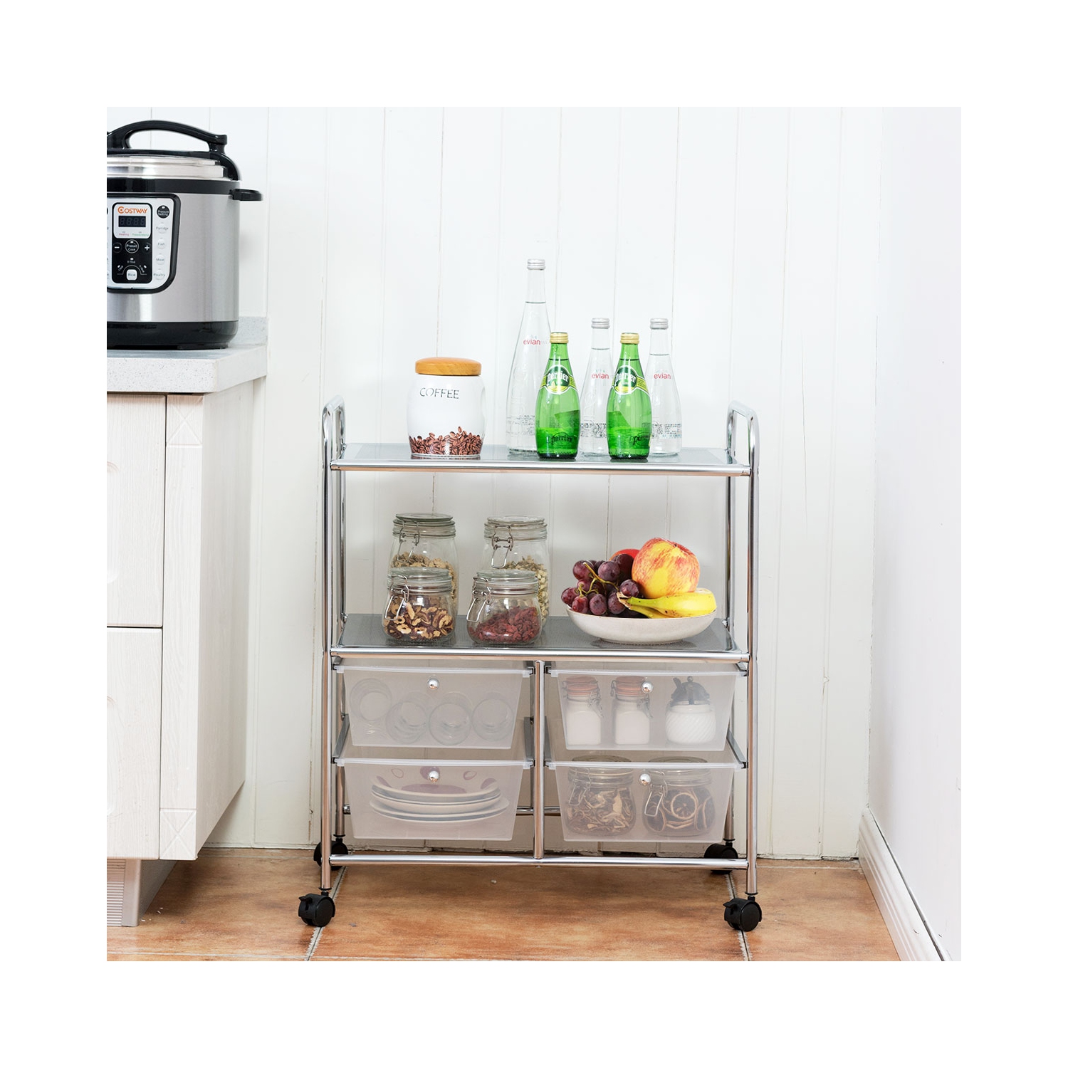 Costway 4 Drawer Rolling Storage Cart shelf Scrapbook Paper Office School Organizer