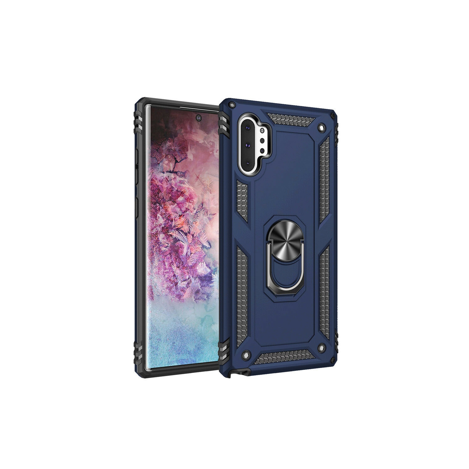 【CSmart】 Anti-Drop Hybrid Magnetic Hard Armor Case with Ring Holder for Samsung Galaxy Note 10 Plus, Navy