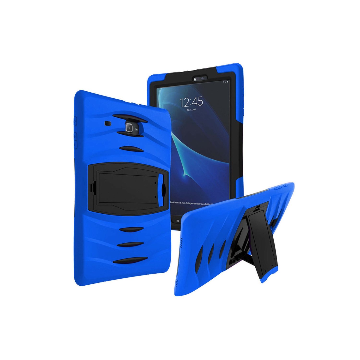 【CSmart】 Shockproof Heavy Duty Rugged Defender Case Kickstand Cover for Samsung Tab E Lite 7.0", T110 / T111 / T113, Blue
