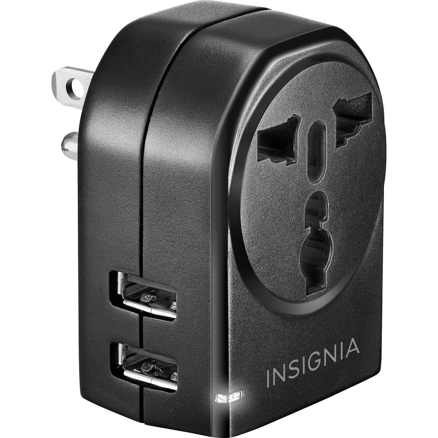 Adaptateur de voyage avec mise à la terre d'Insignia - Noir - Exclusivité Best Buy