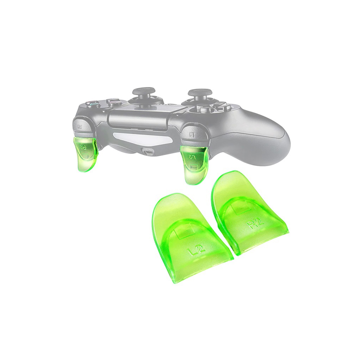 L2 R2 Buttons Extension Trigger 1 Pair For PlayStation 4 / PS4 Slim / PS4 Pro DualShock 4 DS4 V1 V2 Controllers - Green