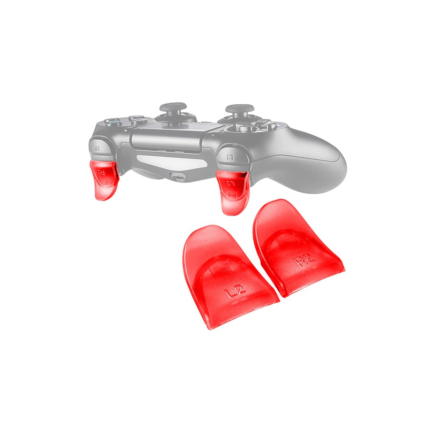 L2 R2 Buttons Extension Trigger 1 Pair For PlayStation 4 / PS4 Slim / PS4 Pro DualShock 4 DS4 V1 V2 Controllers - Red