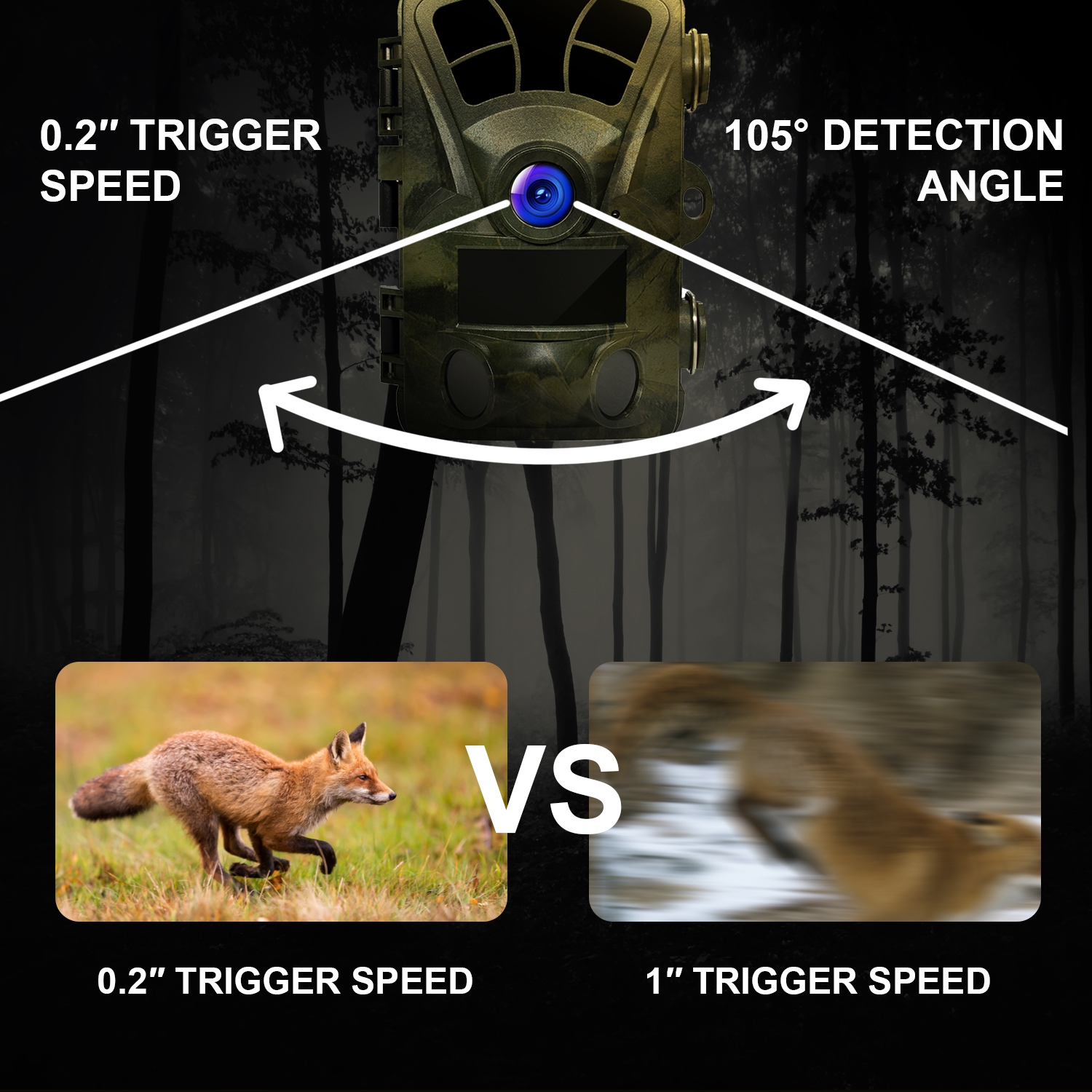 Caméra de sentier Wi-Fi 4K H2 de Rexing avec vision nocturne Ultra pour la chasse et la surveillance de la faune