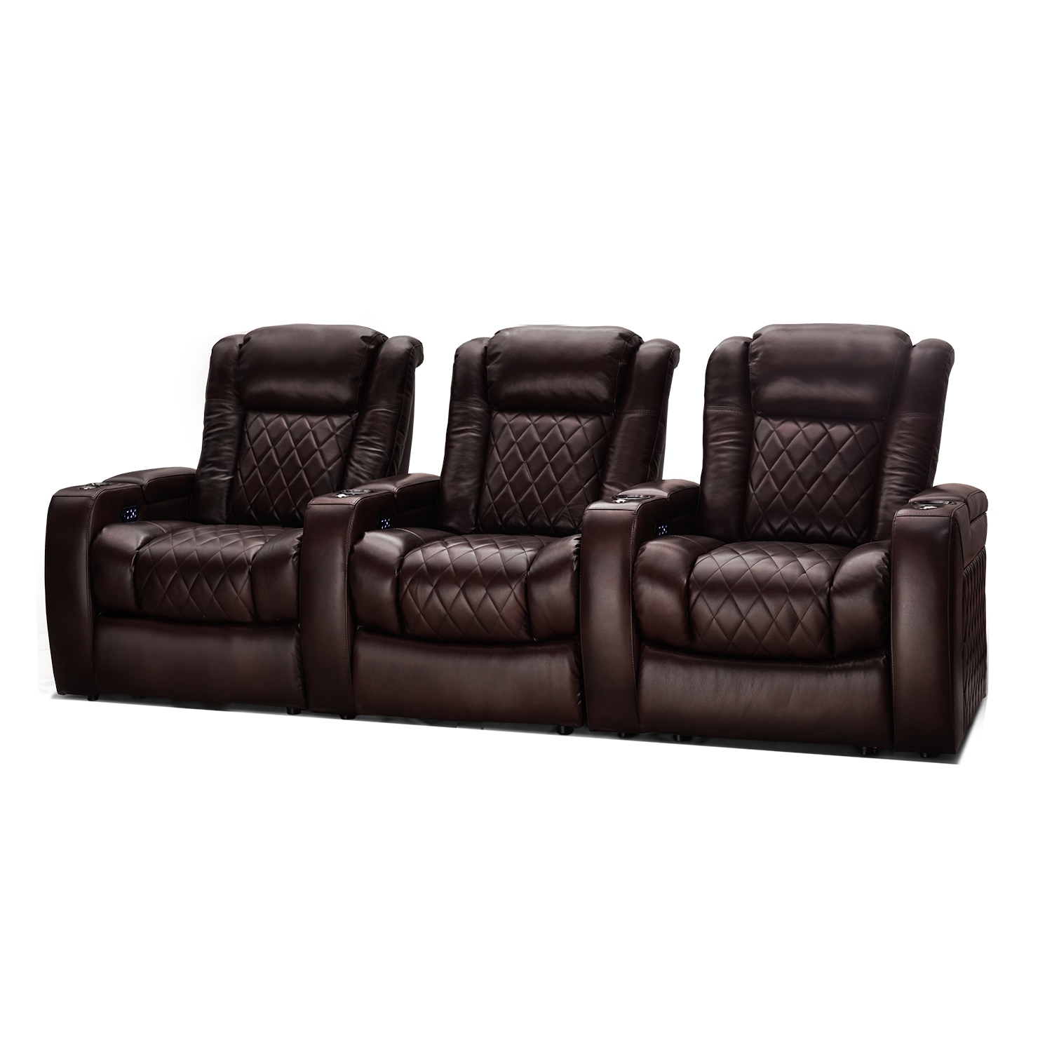 Lumbar Recliner with Extra Space Home Theatre seat Brown, Row of 2 Valencia Tuscany XL Premium Top Grain Nappa Leather Power Headrest