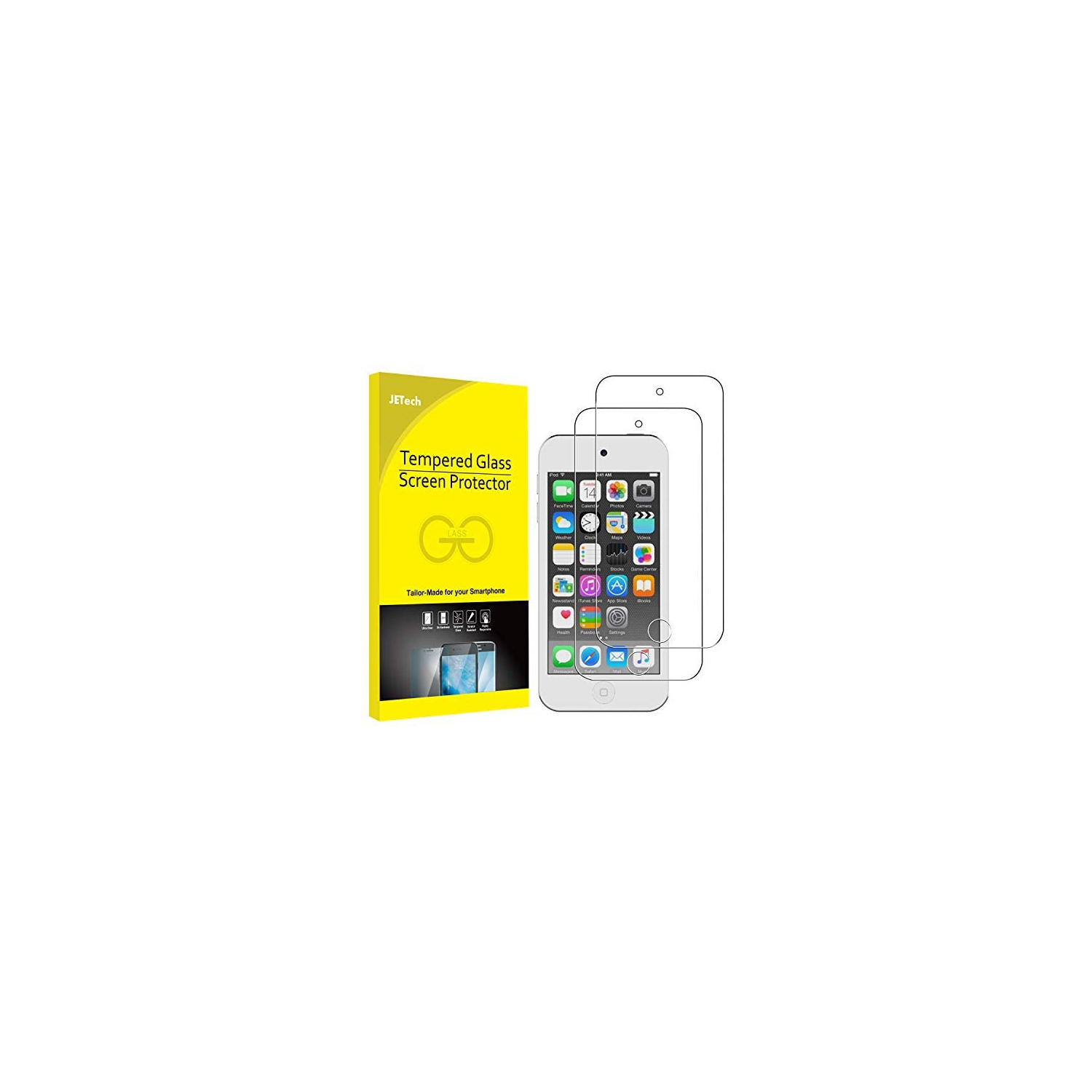 JETech Screen Protector for Apple iPod Touch (7th, 6th and 5th Generation) Tempered Glass Film, 2-Pack