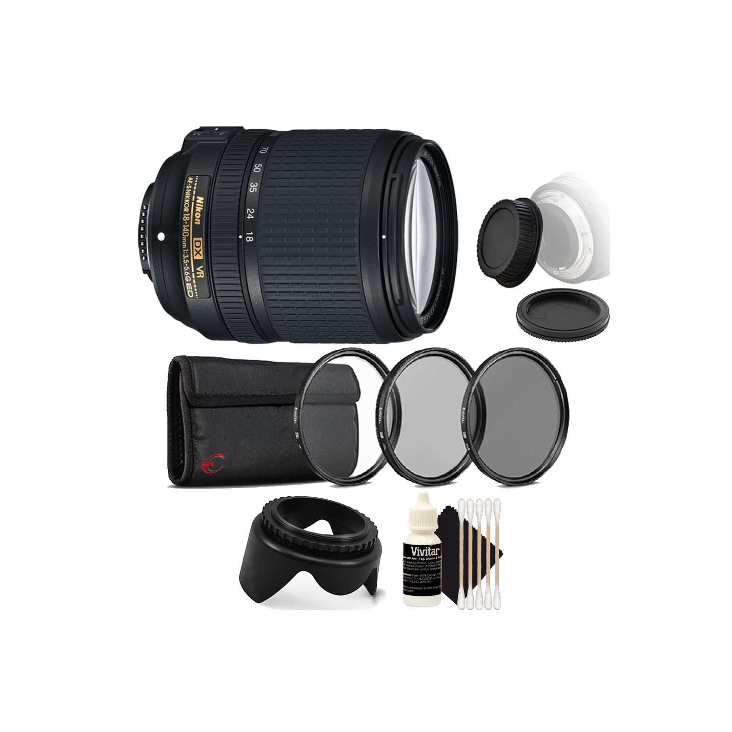 Nikon AF-S DX NIKKOR 18-140mm Lens for Nikon DSLR Cameras with Accessories International Version w/Seller Warranty