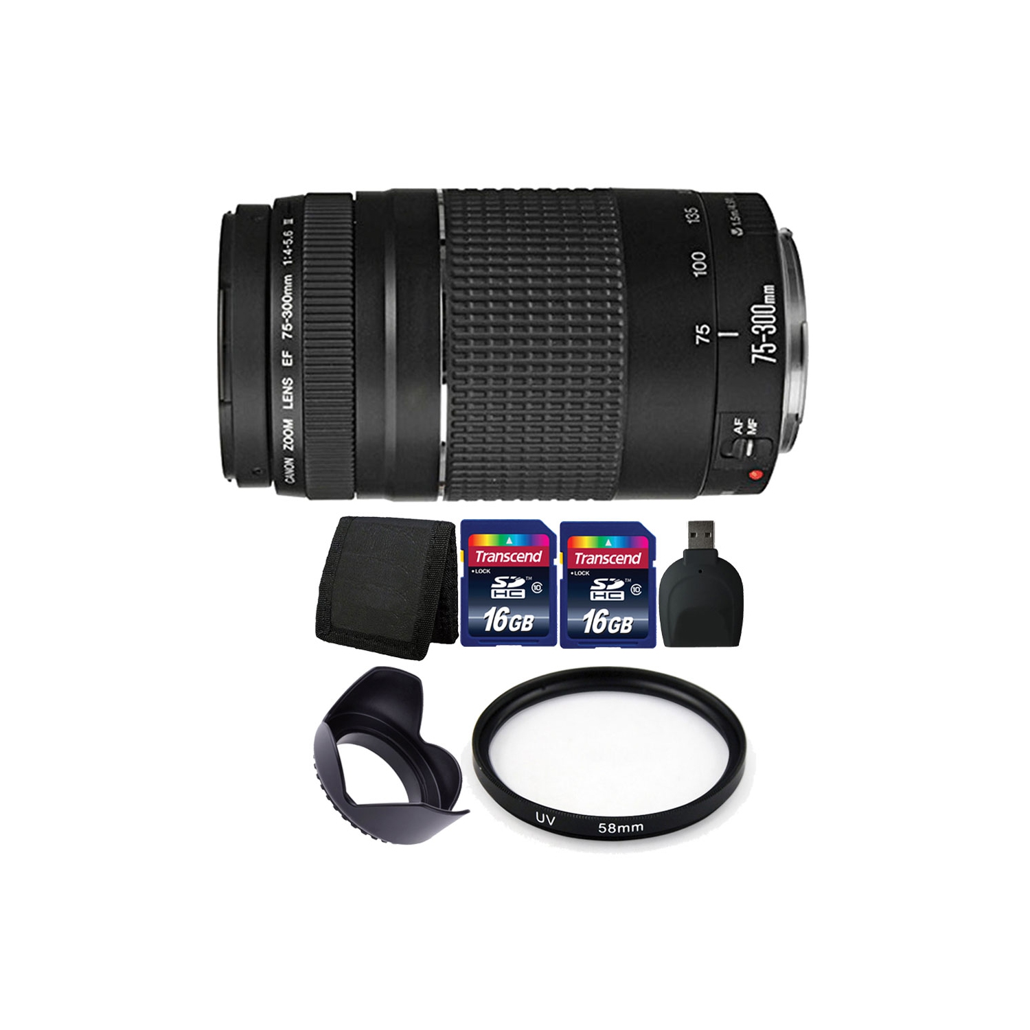 Canon EF 75-300mm Autofocus Lens Bundle f/ Canon EOS Rebel T6 T6i 70D 80D Camera