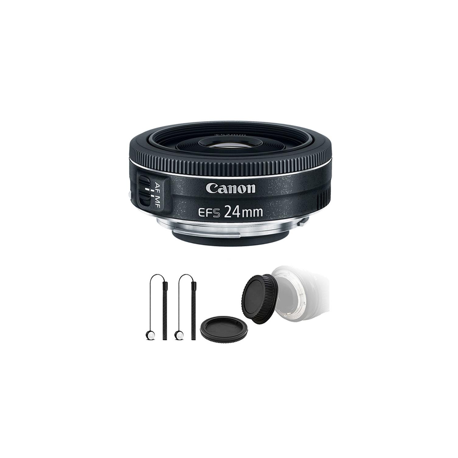 Canon EF-S 24mm f/2.8 STM Lens + Rear & Front Lens Cap + Two Lens Cap Holder International Version w/Seller Warranty