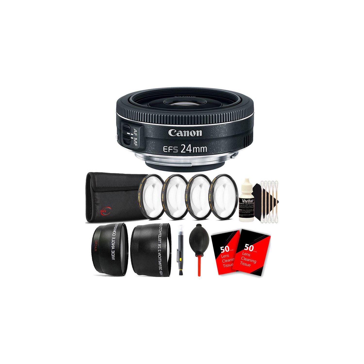 Canon EF-S 24mm f/2.8 STM Lens with Accessory Bundle For Canon 80D, 77D and 70D International Version w/Seller Warranty