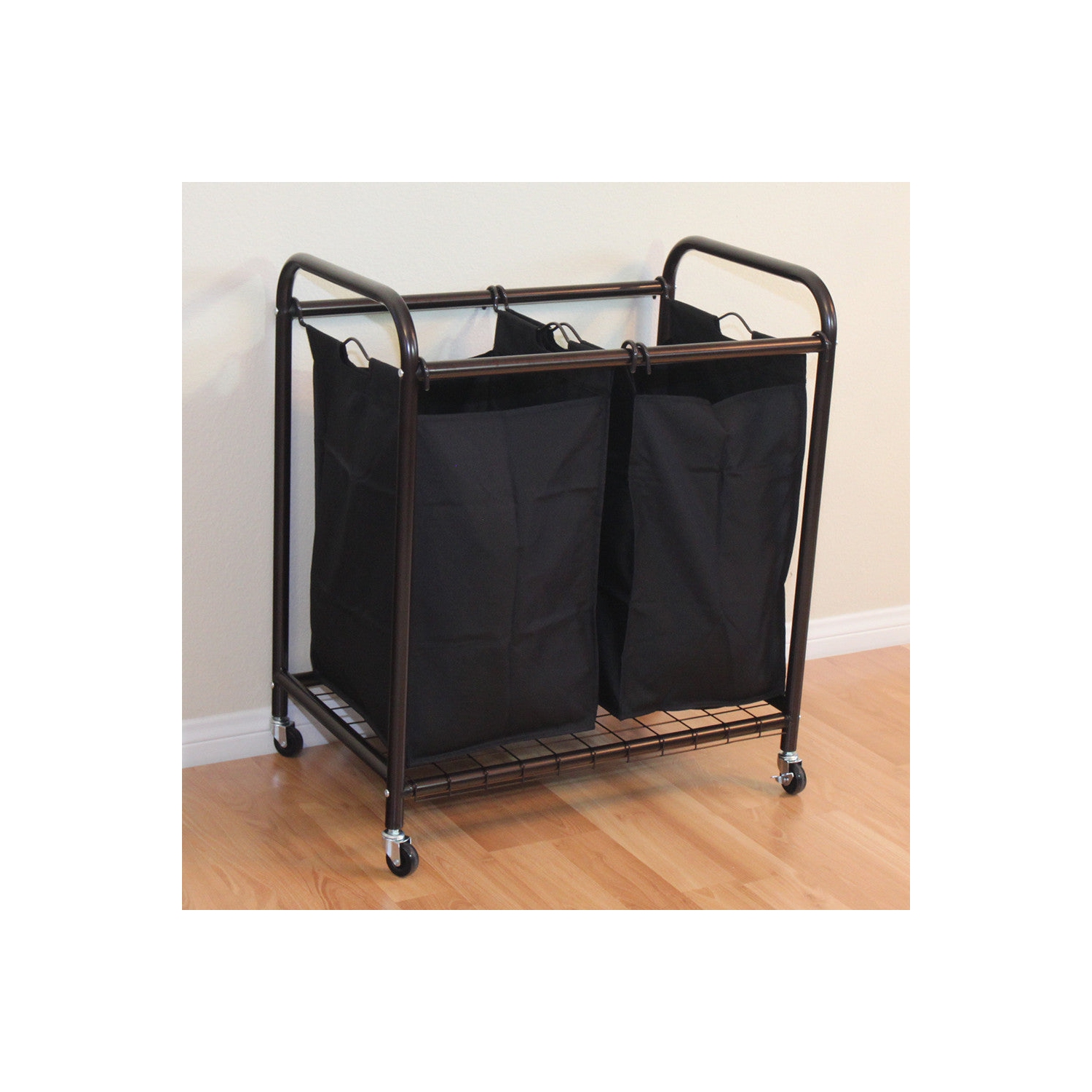 Oceanstar 2-Bag Rolling Laundry Sorter, Bronze