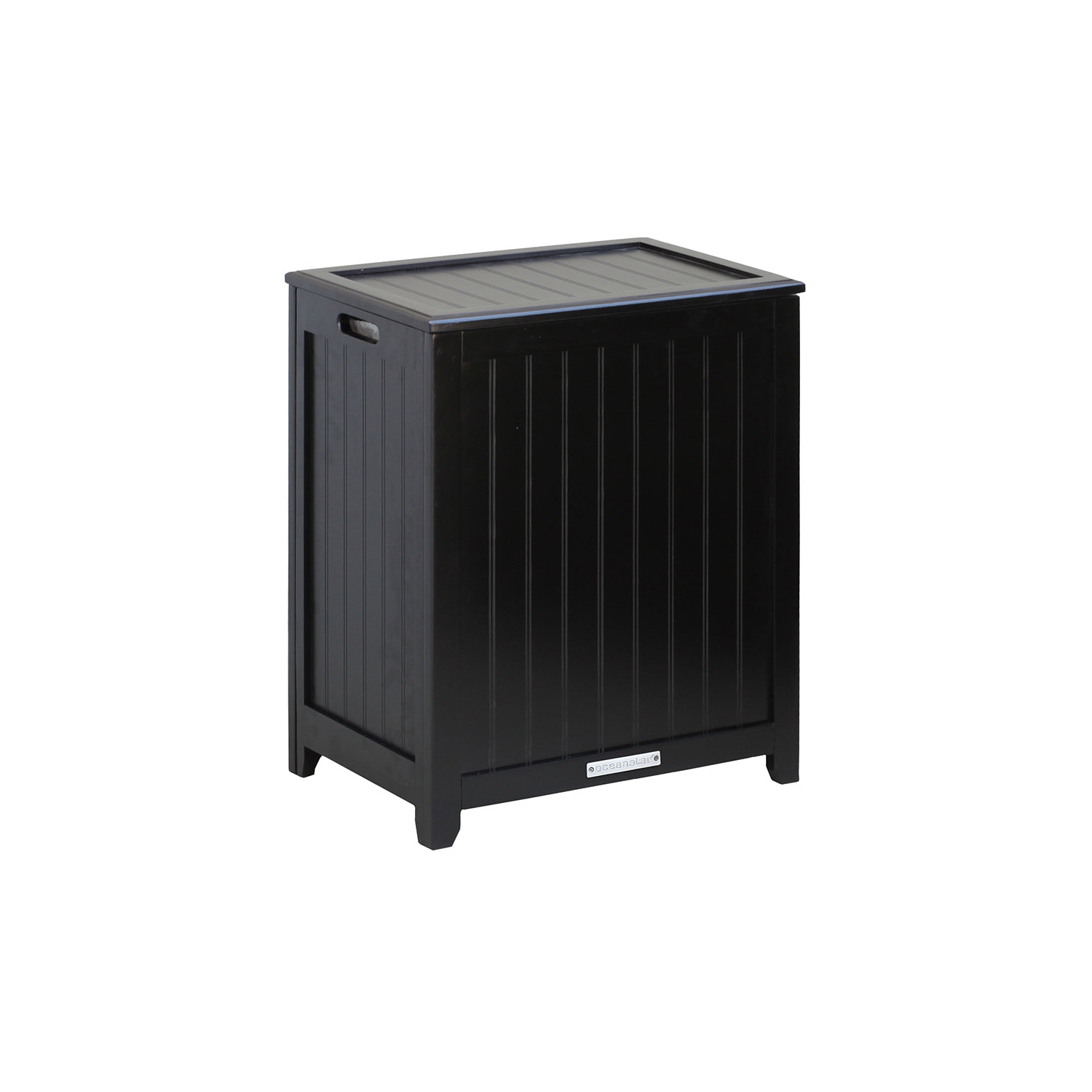 Oceanstar Rectangular Laundry Wood Hamper - Black