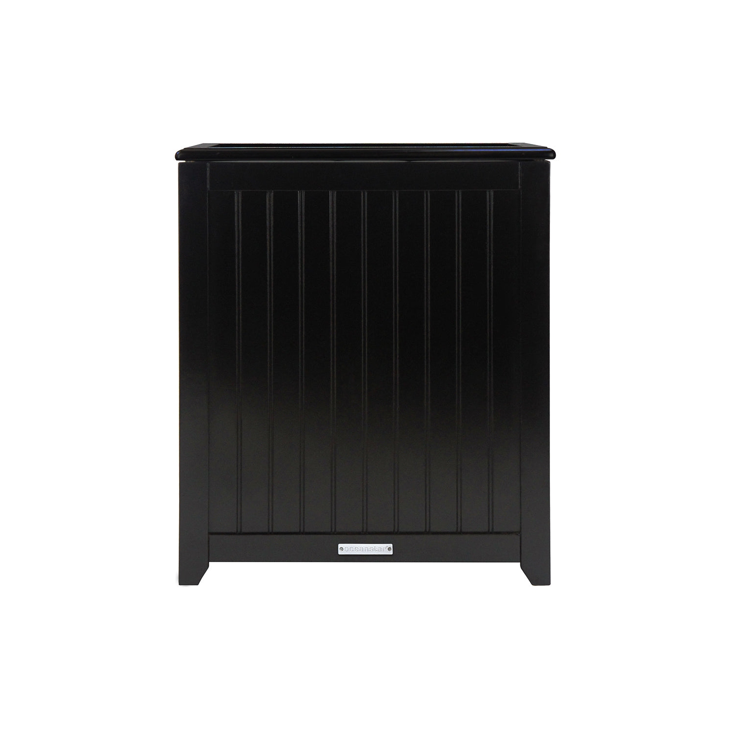 Oceanstar Rectangular Laundry Wood Hamper - Black