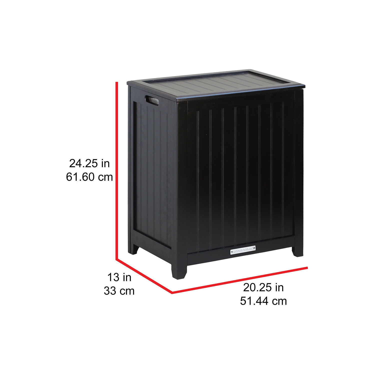 Oceanstar Rectangular Laundry Wood Hamper - Black