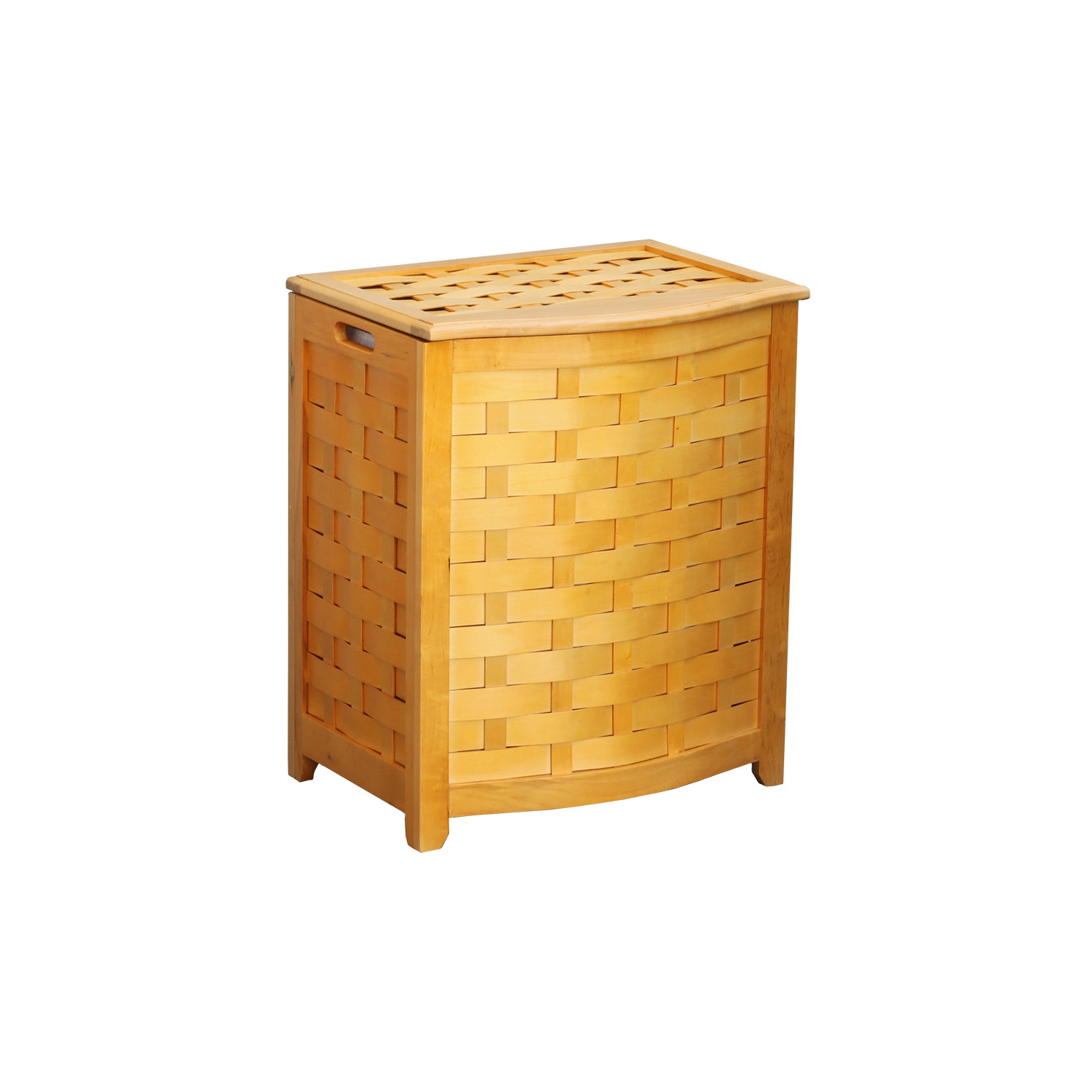 Oceanstar Bowed Front Laundry Wood Hamper - Brown