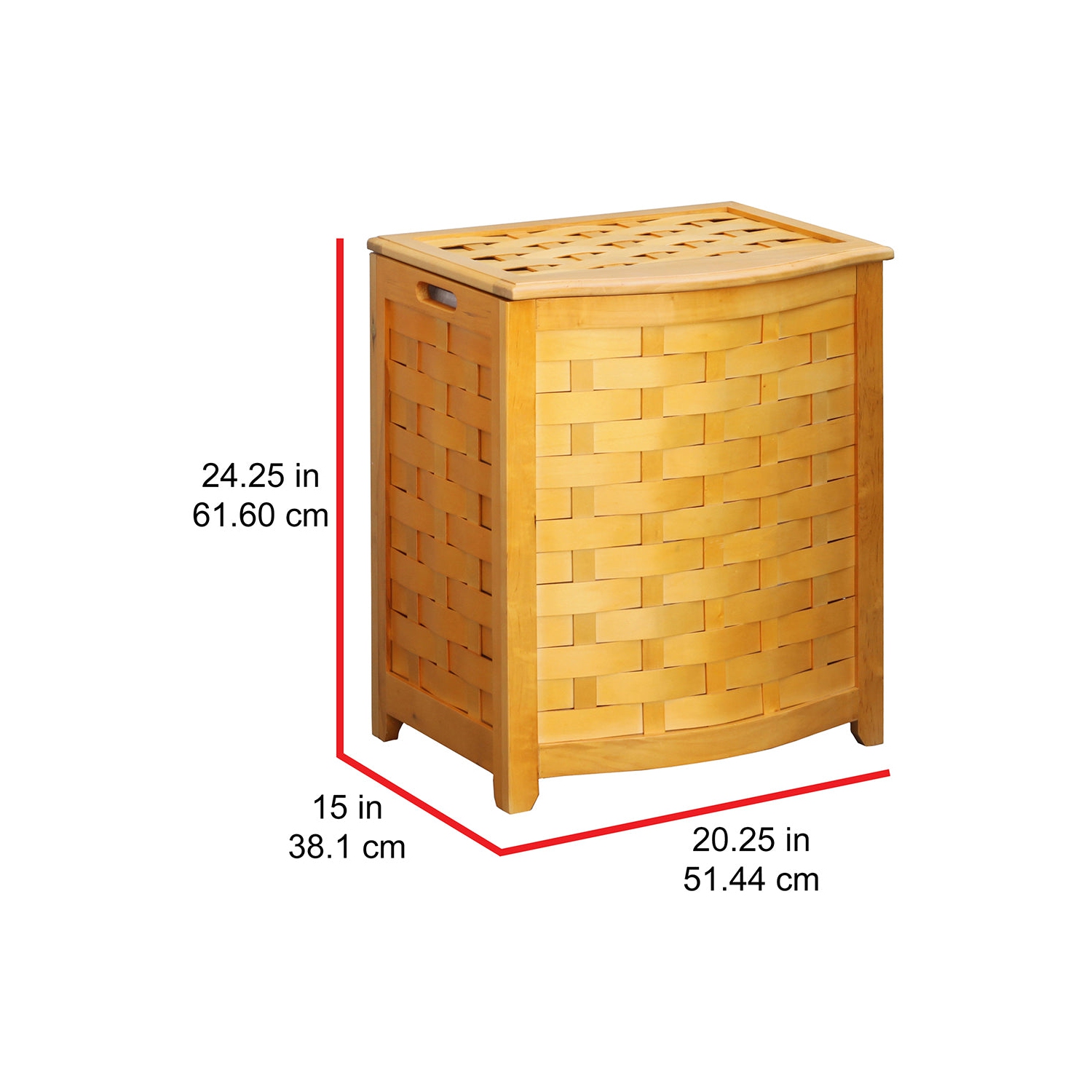 Oceanstar Bowed Front Laundry Wood Hamper - Brown