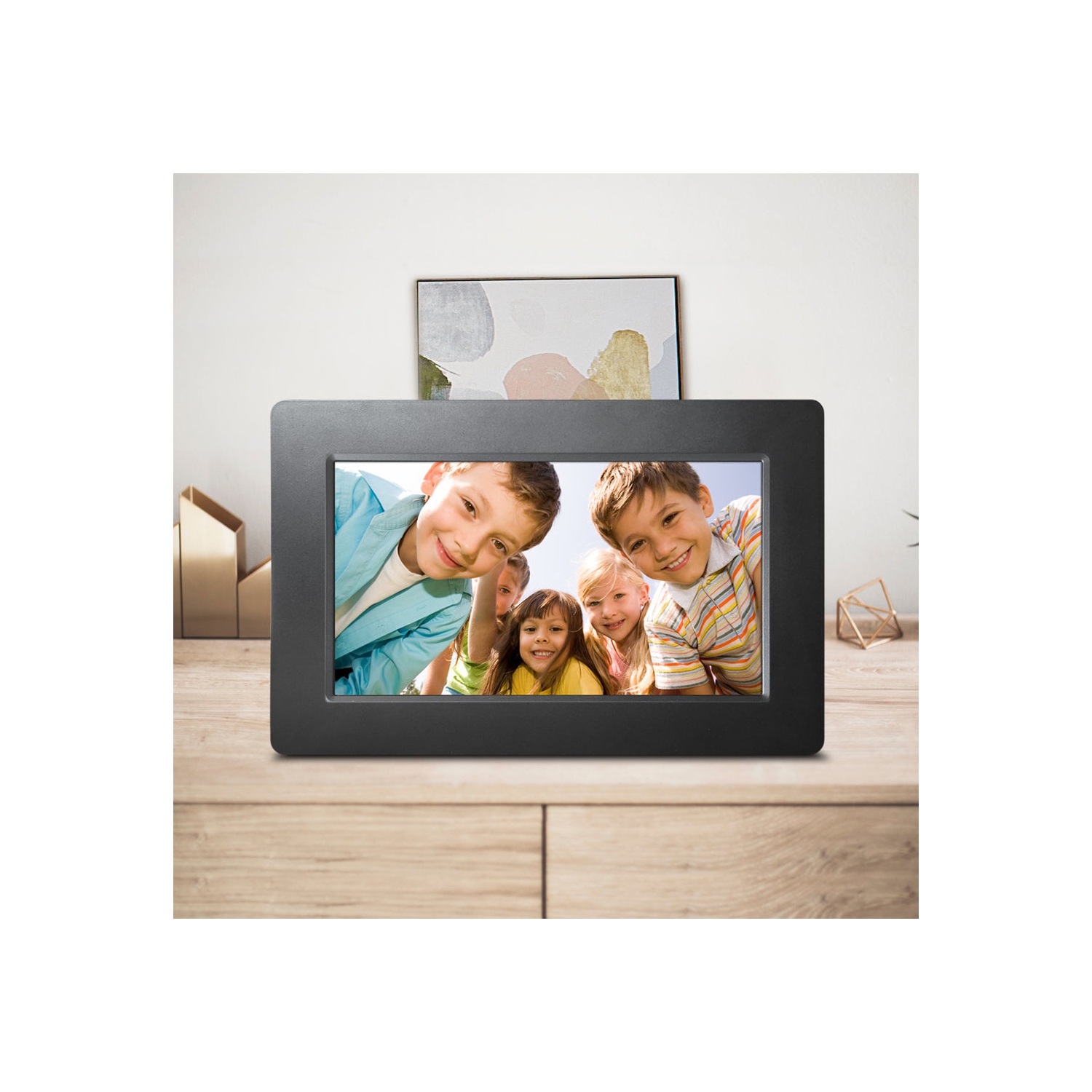Sungale 7-in Digital Photo Frame - 1024x600 LCD, USB & SD Card Ports - w/ Sleek Design & Great Display Clarity - Black