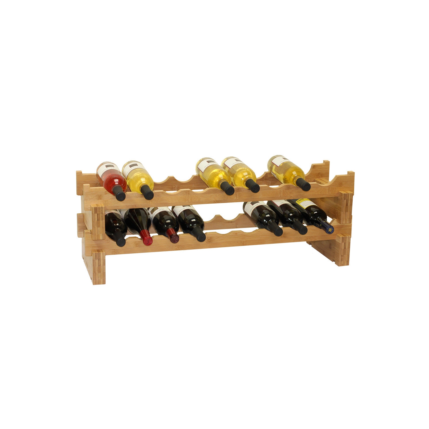 Oceanstar 18-Bottle Stackable Bamboo Wine Rack