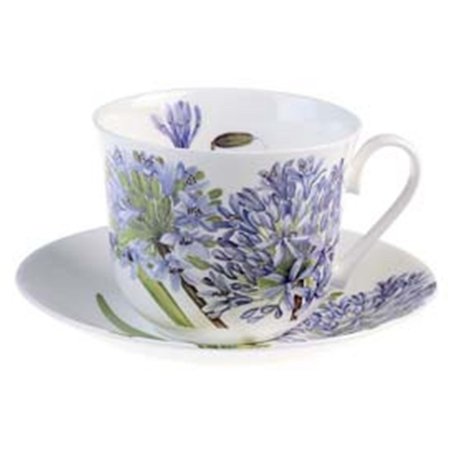 Roy Kirkham Breakfast Cup/Saucer - Agapanthus Set of 2 - Made in England Ceramic