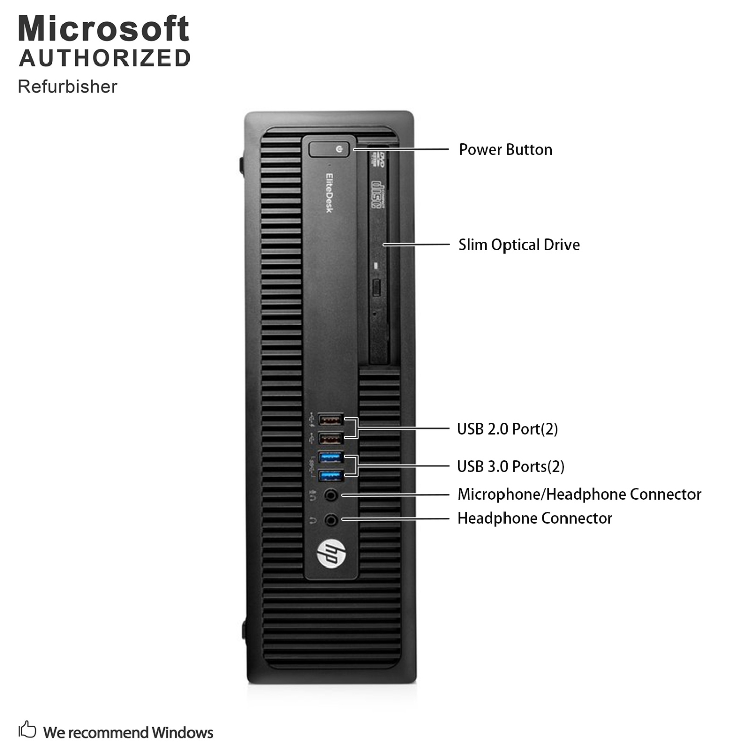 Refurbished - HP EliteDesk 800 G2 SFF, Intel Quad Core i5 6500 up to 3.6GHz, 16G DDR4, 1T, WiFi, BT, DVDRW, Win10P64 (EN/FR/ES)