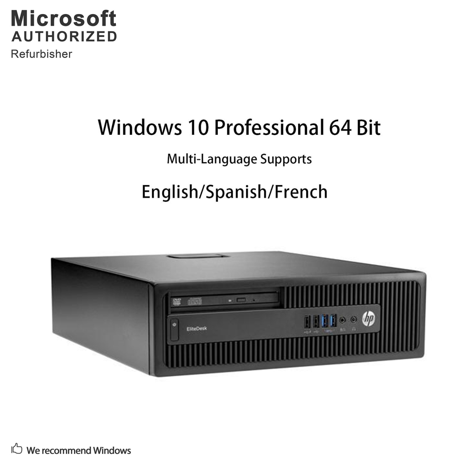 Refurbished - HP EliteDesk 800 G2 SFF, Intel Quad Core i5 6500 up to 3.6GHz, 16G DDR4, 2T, WiFi, BT, DVDRW, Win10P64 (EN/FR/ES)