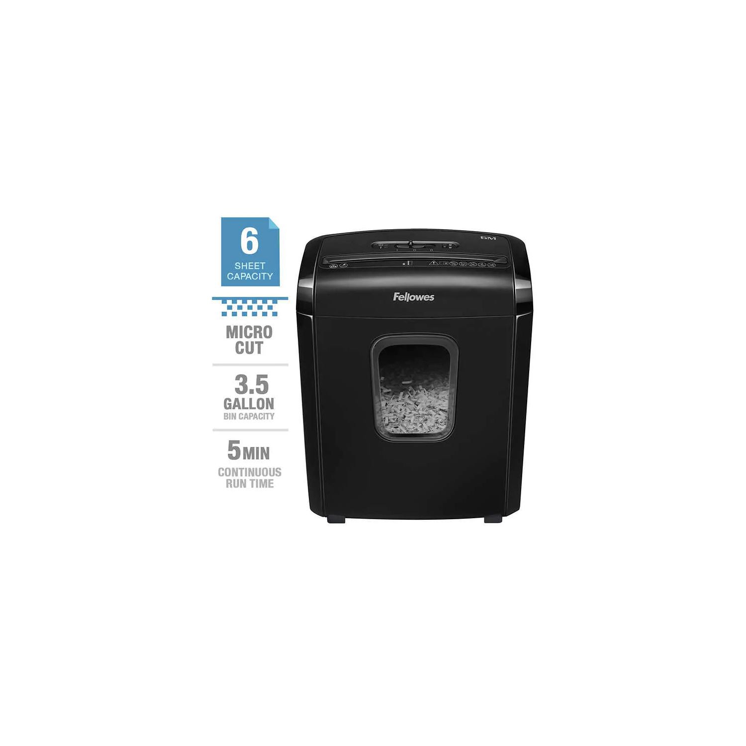 Déchiqueteuse micro-coupe Microshred 6M de Fellowes, papier coupe croisée et carte de crédit -