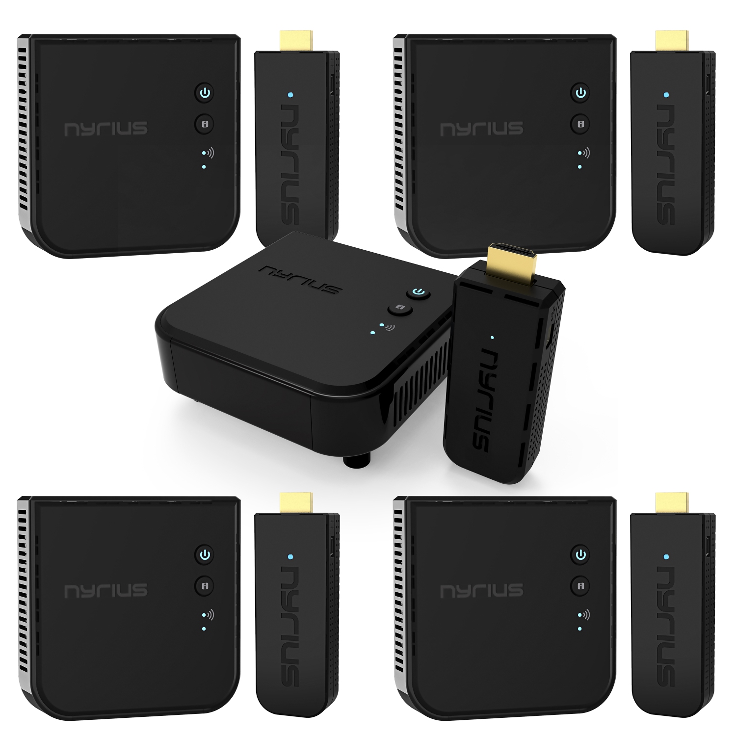 Nyrius ARIES Pro Wireless HDMI Transmitter & Receiver to Stream HD 1080p 3D Video From Laptop to HDTV/Projector - 5 PACK