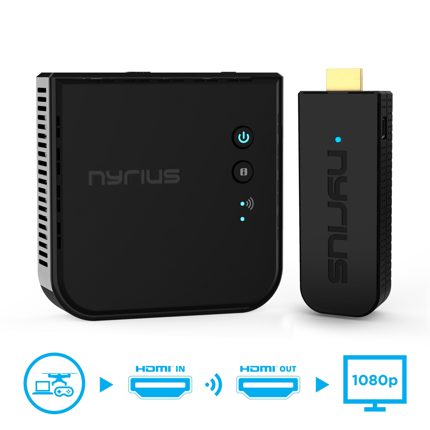 Émetteur-récepteur HDMI sans fil ARIES Pro de Nyrius pour diffuser de la vidéo HD 1080p 3D de portable à téléviseur HD/projecteur - PAQUET de 5