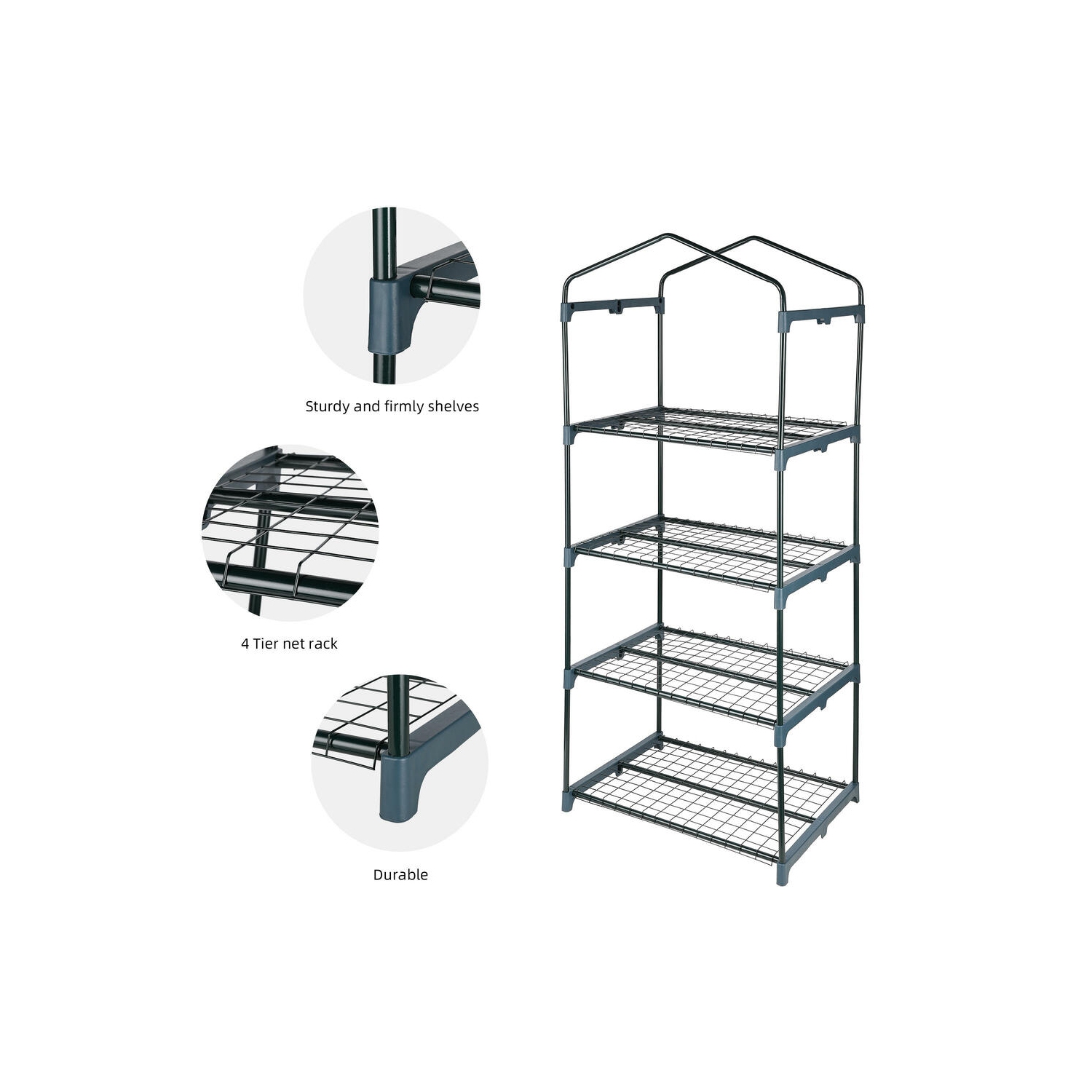 4 Tier 27" x 19" x 63" Portable Greenhouse Warm, Winter House Plant Shed with Cover and Roll-up Zipped Door