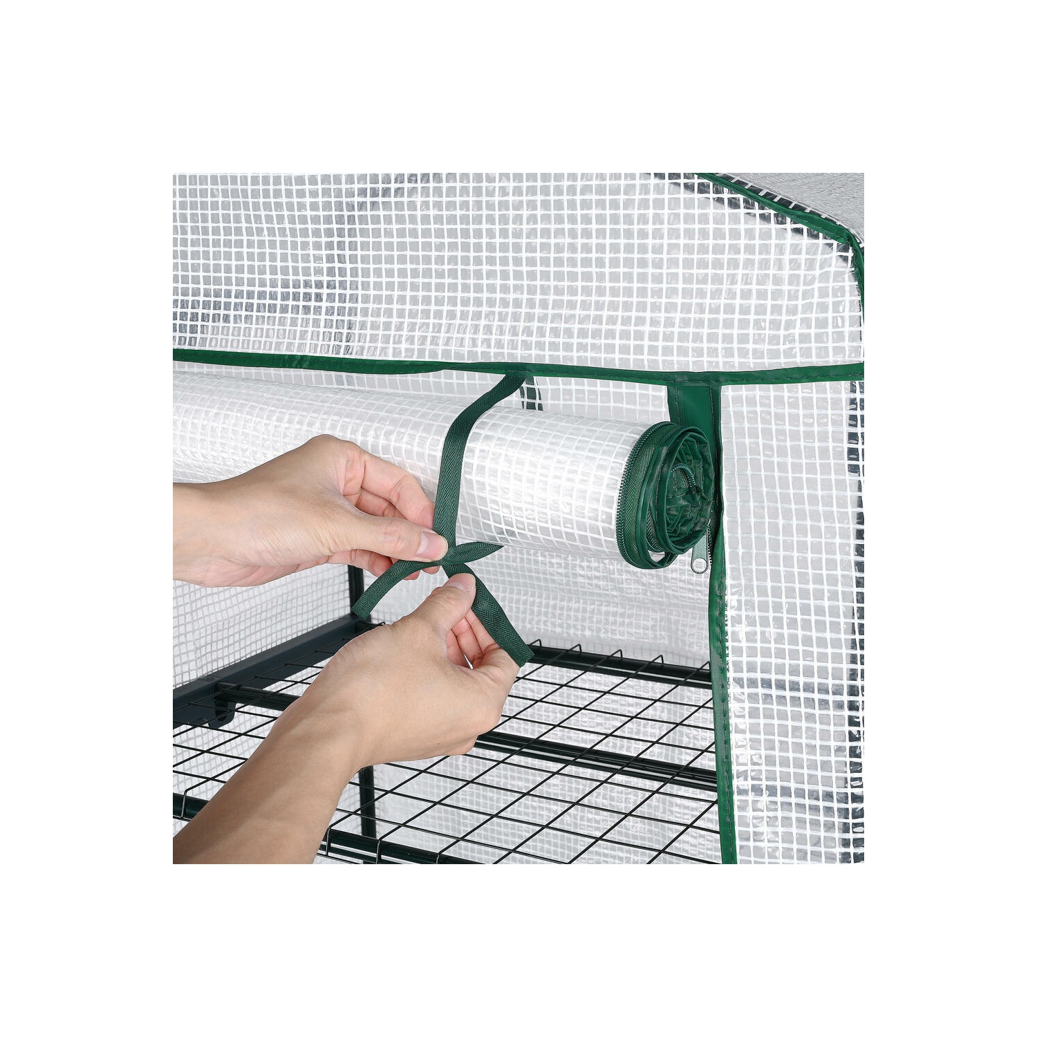 4 Tier 27" x 19" x 63" Portable Greenhouse Warm, Winter House Plant Shed with Cover and Roll-up Zipped Door