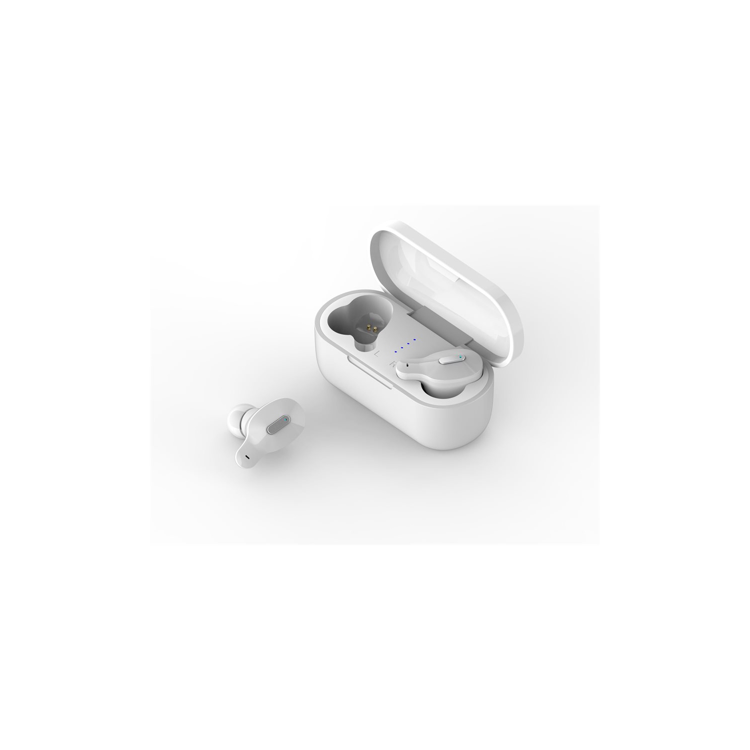 Écouteurs bouton Bluetooth sans fil autonomes TW22WH MAX LAX avec étui de chargement - Blanc