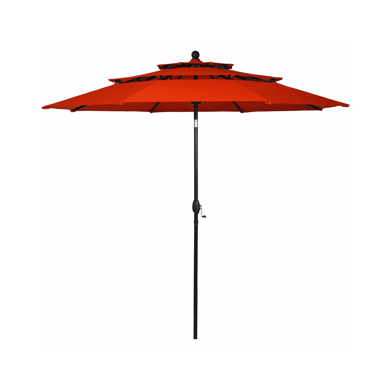 Gymax 10ft 3 Tier Patio Market Umbrella Aluminum Sunshade Shelter Double Vented Orange