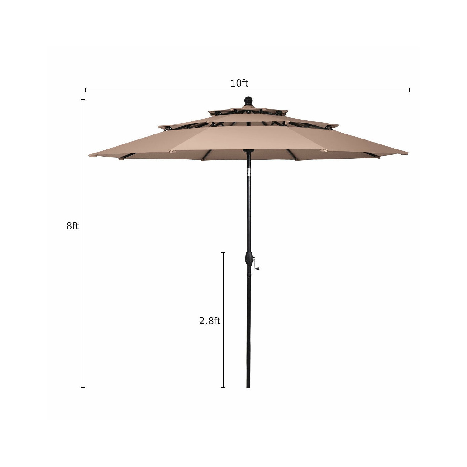 Gymax 10ft 3 Tier Patio Market Umbrella Aluminum Sunshade Shelter Double Vented Beige