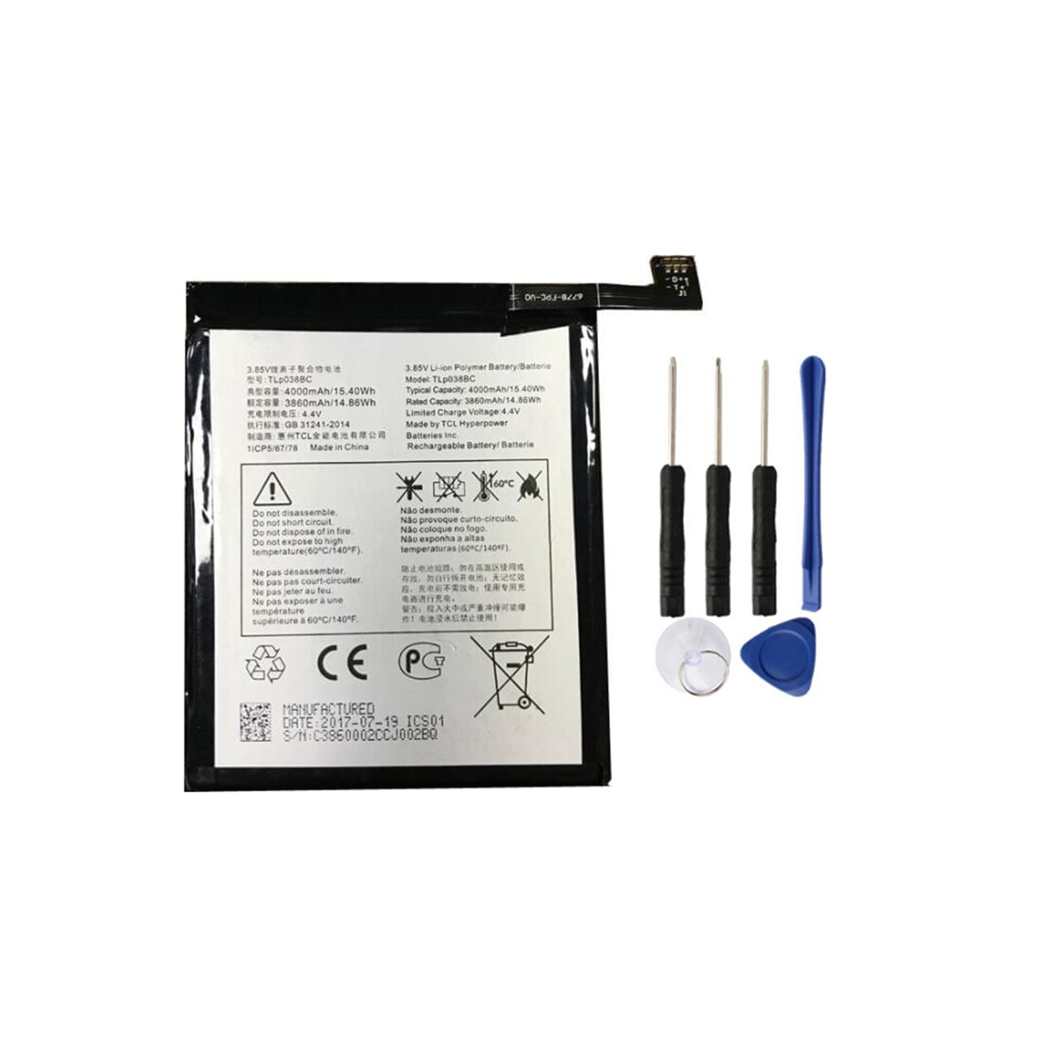 Replacement Battery & Repair Tools Compatible for Blackberry Motion, TLp038BC